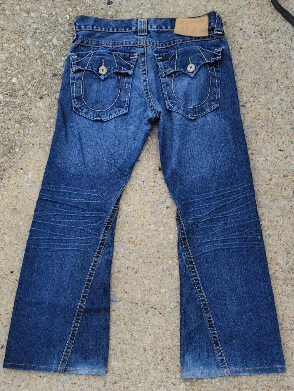 True Religion Big T Joey Y2K Indigo Blue Bootcut Jeans with Signature Pocket